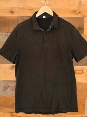 Lululemon Men's Polo Shirt Size Large Black 0309